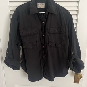 Free People we the Free Made for Sun Linen Shirt Medium, Black
